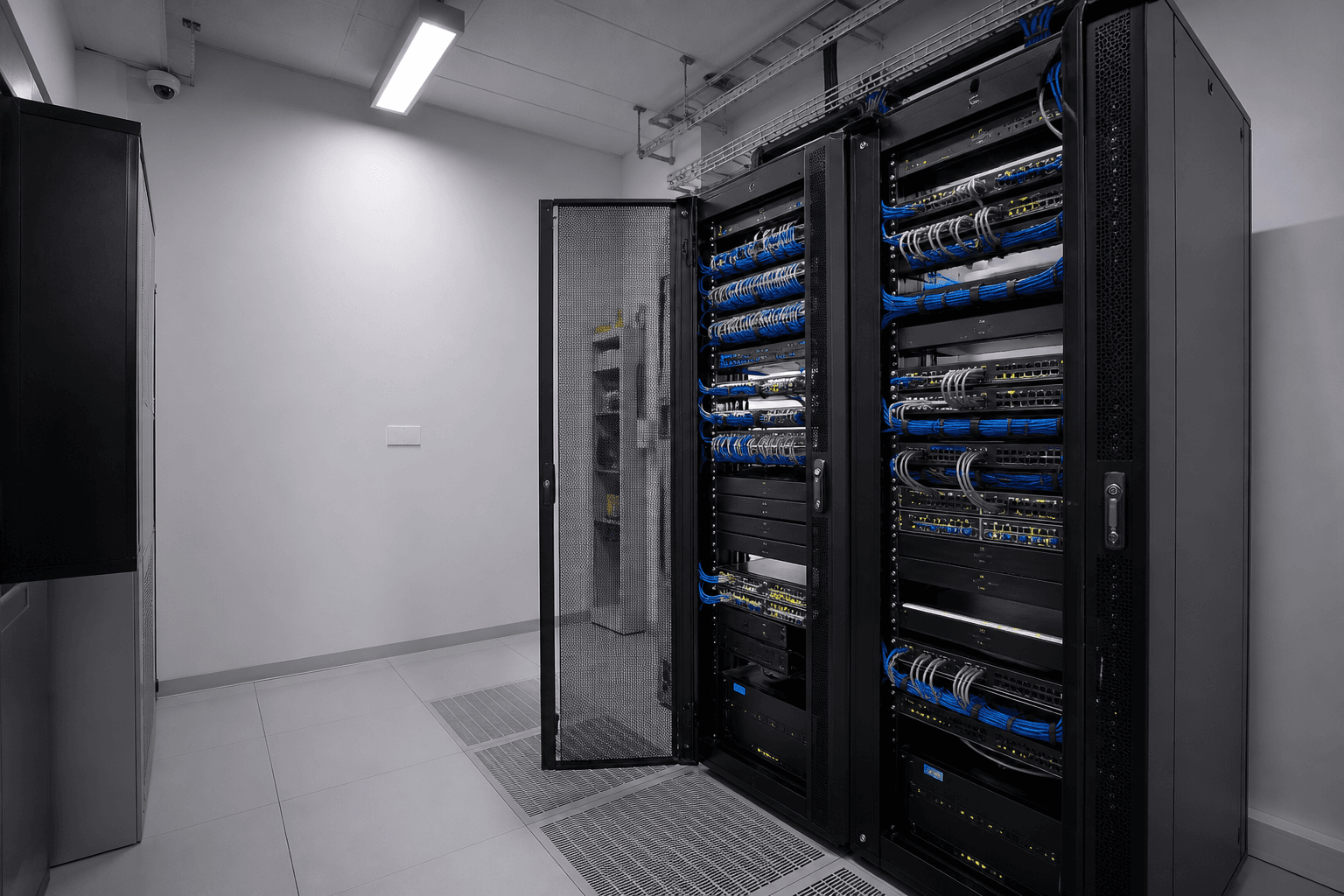 Düzenli rack kabini ve sistem odası kablolaması